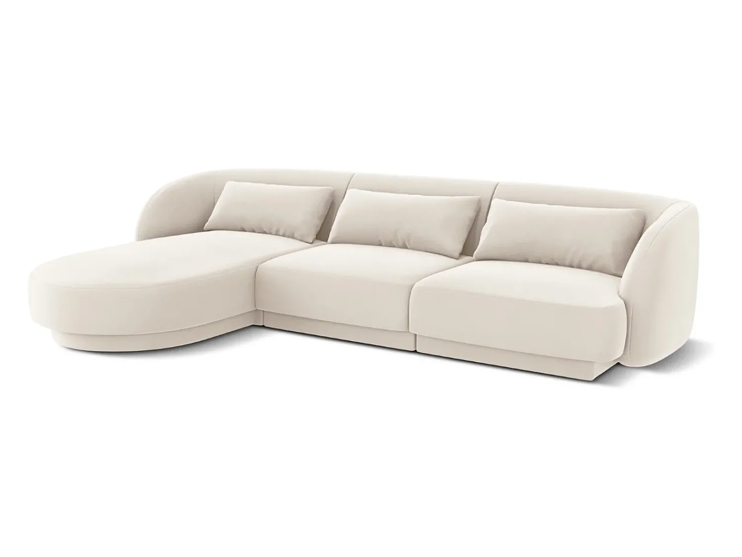 Cosmopolitan Design - Sofá de canto esquerdo "Tulum" 4 lugares em veludo claro - 255x156x70cm^ Sofá