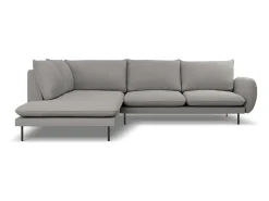 Cosmopolitan Design - Sofá de canto esquerdo "Vienna" 6 lugares em tecido bouclé cinza - 275x185x95cm^ Sofá