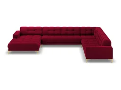 Hot Cosmopolitan Design - Sofá de canto direito panorâmico "Bali" 7 lugares em veludo - 327x256x75cm Vermelho