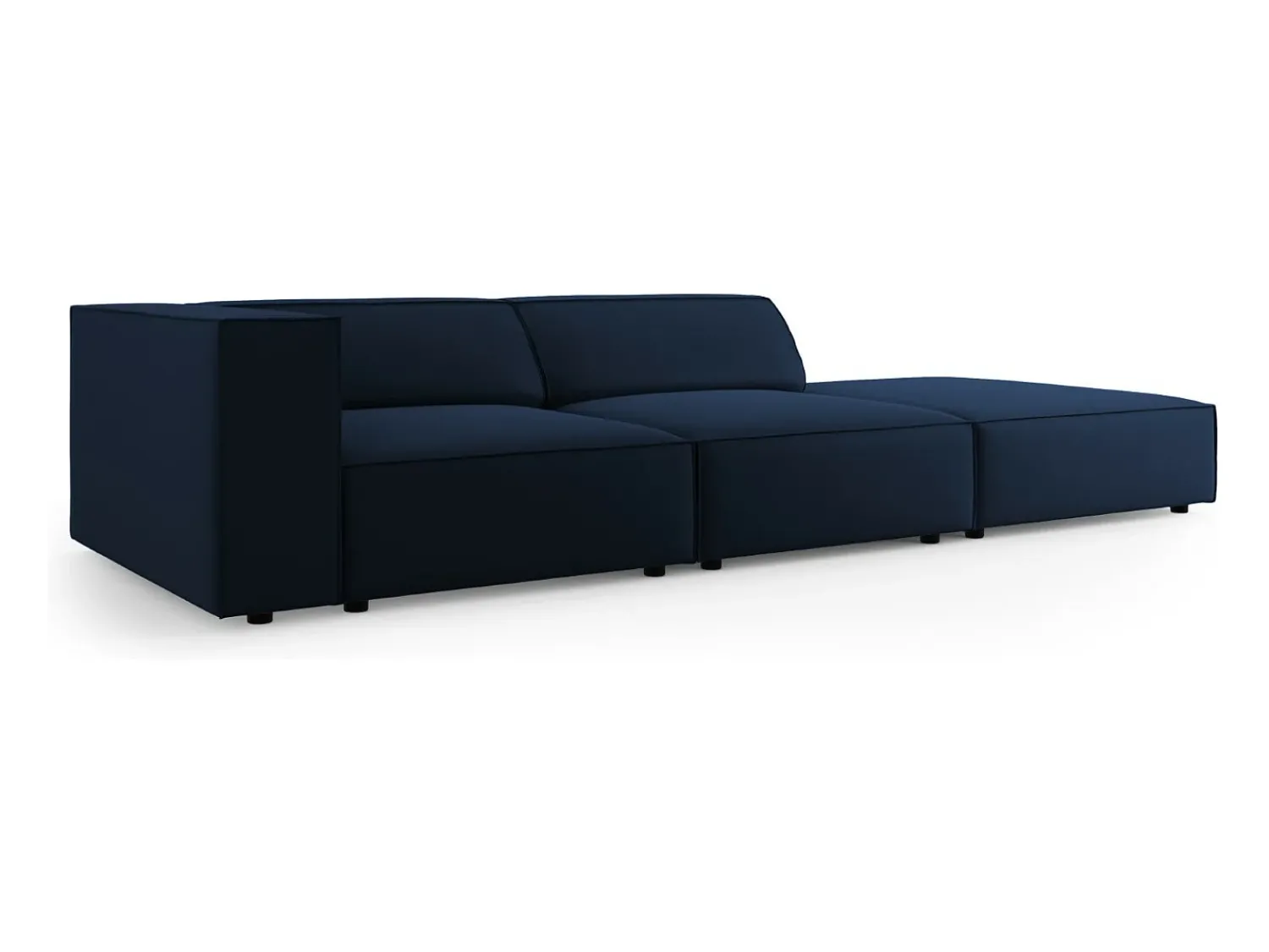 Sofá*Cosmopolitan Design - Sofá direito "Arendal" 4 lugares em veludo azul real - 262x102x70cm Azul escuro