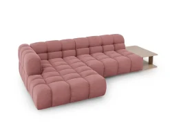Cosmopolitan Design - Sofá modular de canto esquerdo "Sky" 4 lugares em veludo salmão - 297x162x75cm^ Sofá
