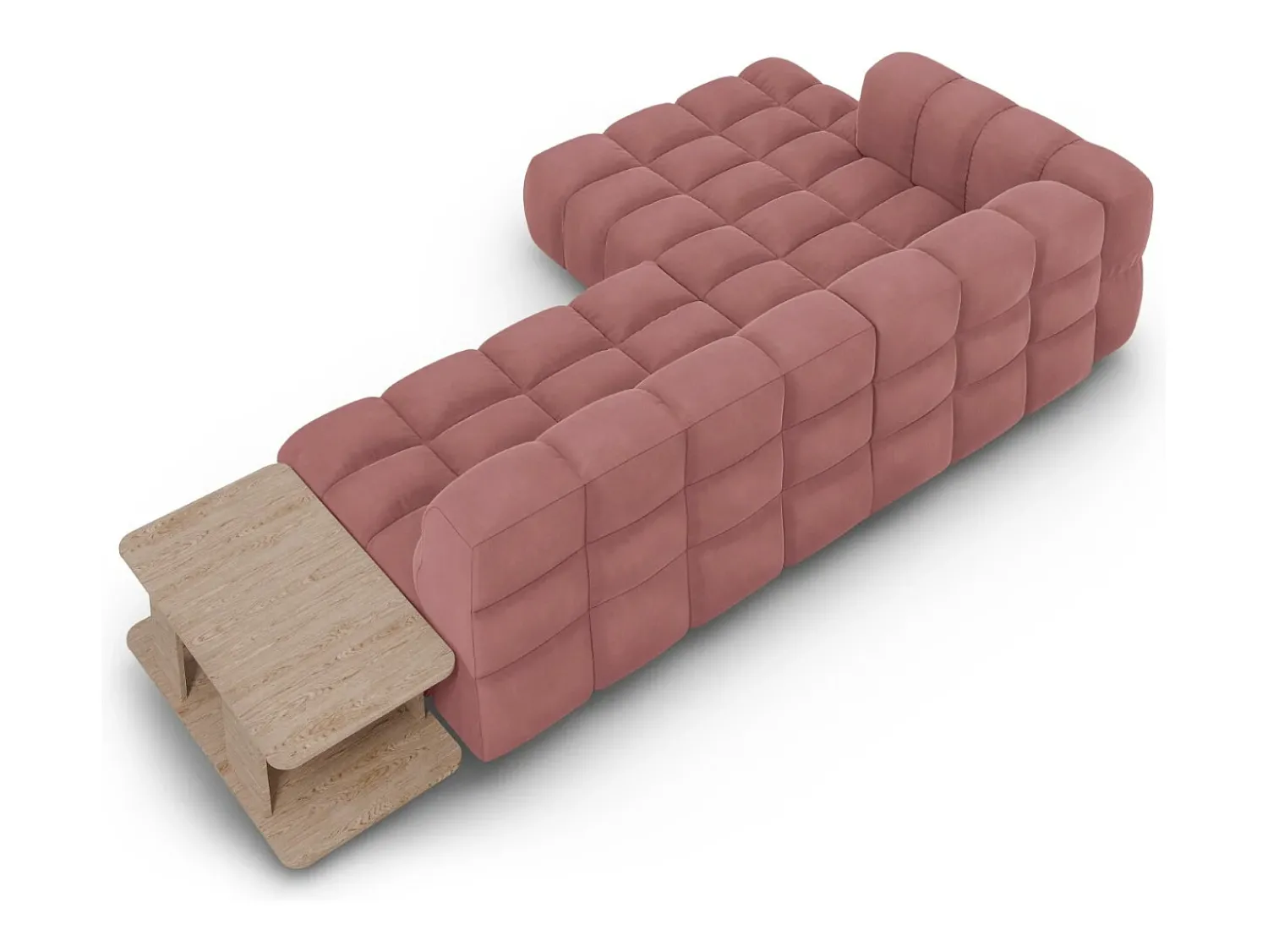 Cosmopolitan Design - Sofá modular de canto esquerdo "Sky" 4 lugares em veludo salmão - 297x162x75cm^ Sofá
