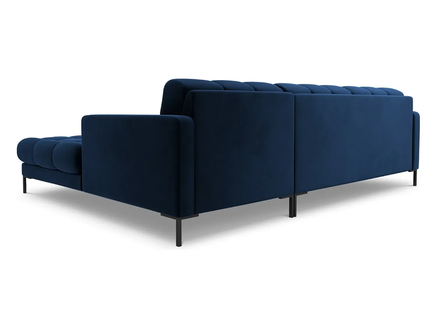 Cosmopolitan Design - Sofá de canto direito "Bali" 5 lugares em veludo azul real - 293x185x75cm^ Sofá