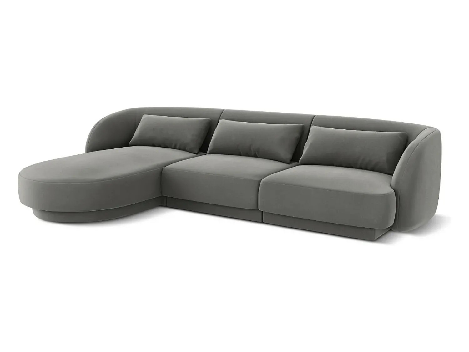Sofá|Cosmopolitan Design - Sofá de canto esquerdo "Tulum" 4 lugares em veludo cinza claro - 255x156x70cm Cinzento claro