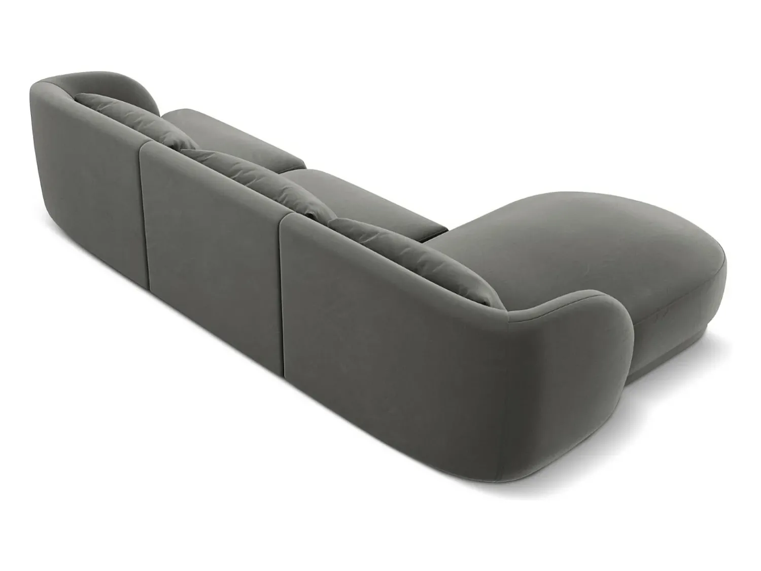 Sofá|Cosmopolitan Design - Sofá de canto esquerdo "Tulum" 4 lugares em veludo cinza claro - 255x156x70cm Cinzento claro