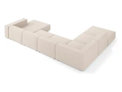 Sofá|Cosmopolitan Design - Sofá de canto panorâmico à esquerda "Arendal" 7 lugares em tecido chenille - 364x262x70cm Bege