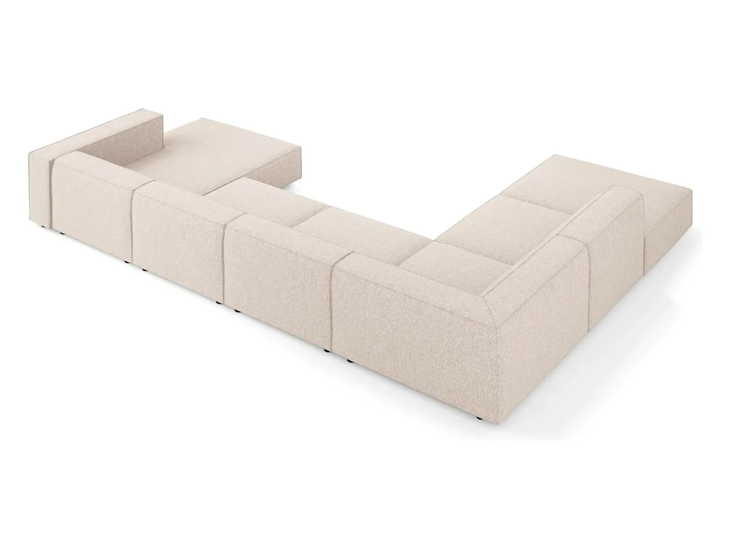 Sofá|Cosmopolitan Design - Sofá de canto panorâmico à esquerda "Arendal" 7 lugares em tecido chenille - 364x262x70cm Bege