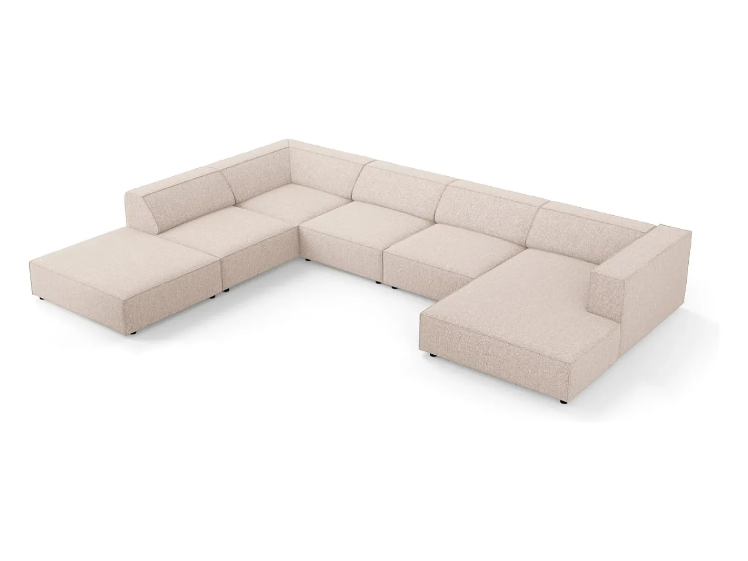 Sofá|Cosmopolitan Design - Sofá de canto panorâmico à esquerda "Arendal" 7 lugares em tecido chenille - 364x262x70cm Bege