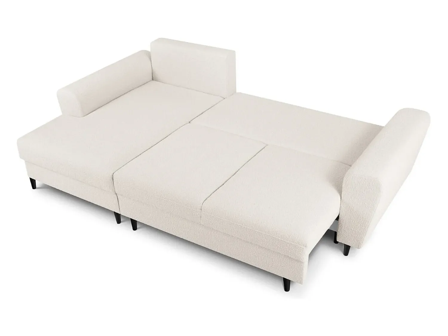Cosmopolitan Design - Sofá convertível de canto esquerdo com caixa de arrumação "Kyoto" 4 lugares em tecido bouclé - 241x145x88cm^ Sofá