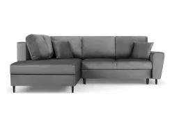 Clearance Cosmopolitan Design - Sofá convertível de canto esquerdo com caixa de arrumação "Kyoto" 5 lugares em veludo cinza claro - 243x194x88cm Cinzento claro