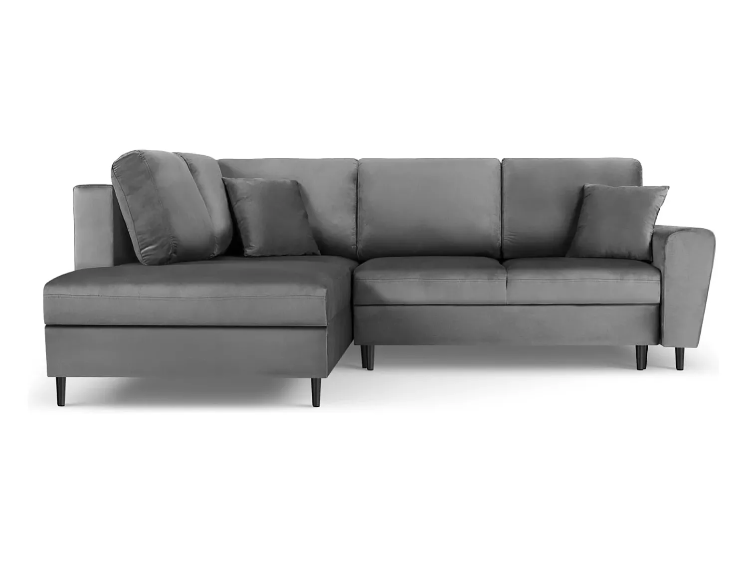 Clearance Cosmopolitan Design - Sofá convertível de canto esquerdo com caixa de arrumação "Kyoto" 5 lugares em veludo cinza claro - 243x194x88cm Cinzento claro