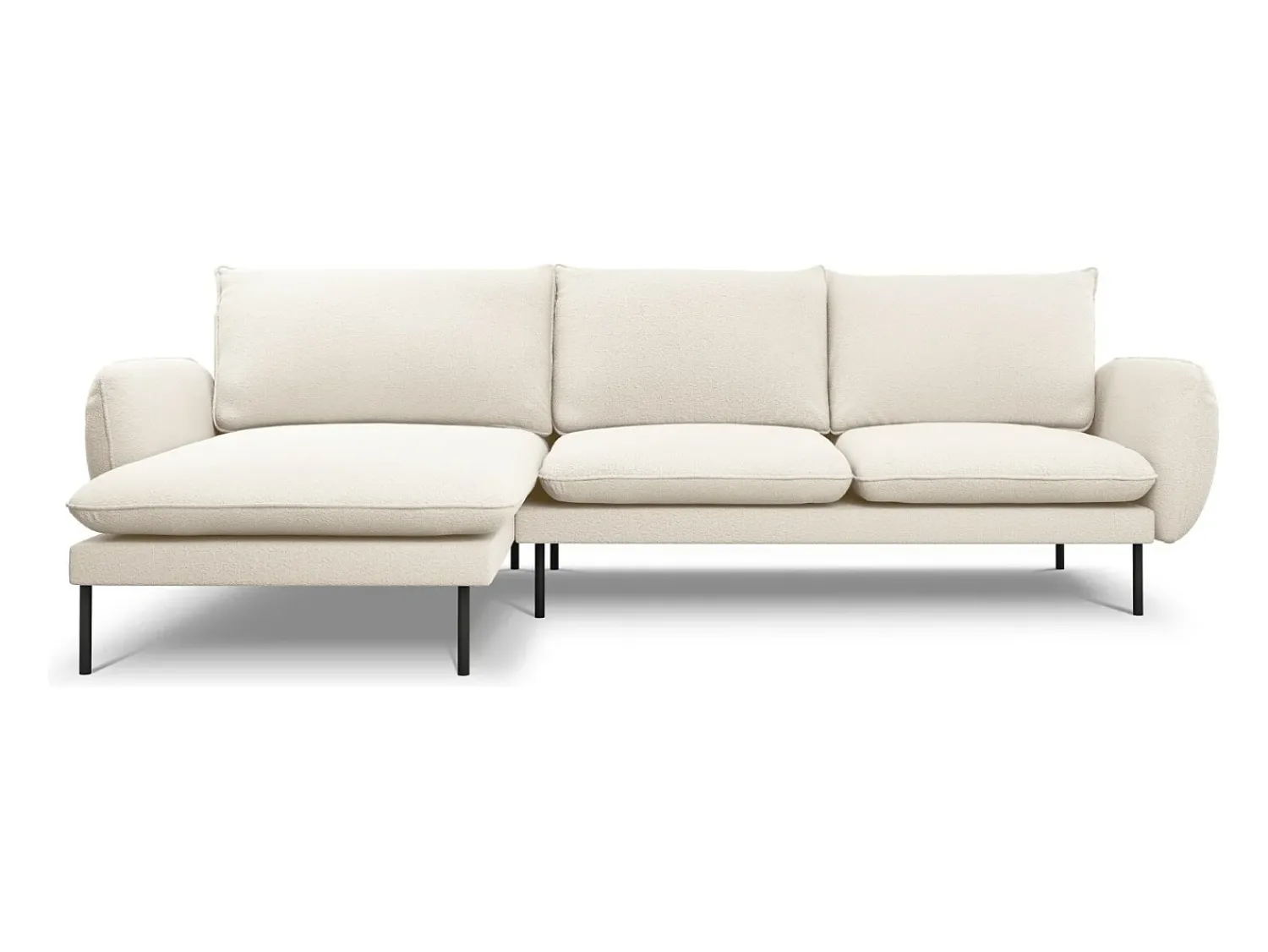Sofá|Cosmopolitan Design - Sofá de canto esquerdo "Vienna" 5 lugares em tecido bouclé - 255x170x95cm Bege