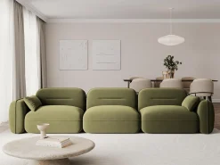 Sofá|Cosmopolitan Design - Sofá modular "Sydney" 4 lugares em veludo - 320x90x70cm Verde claro