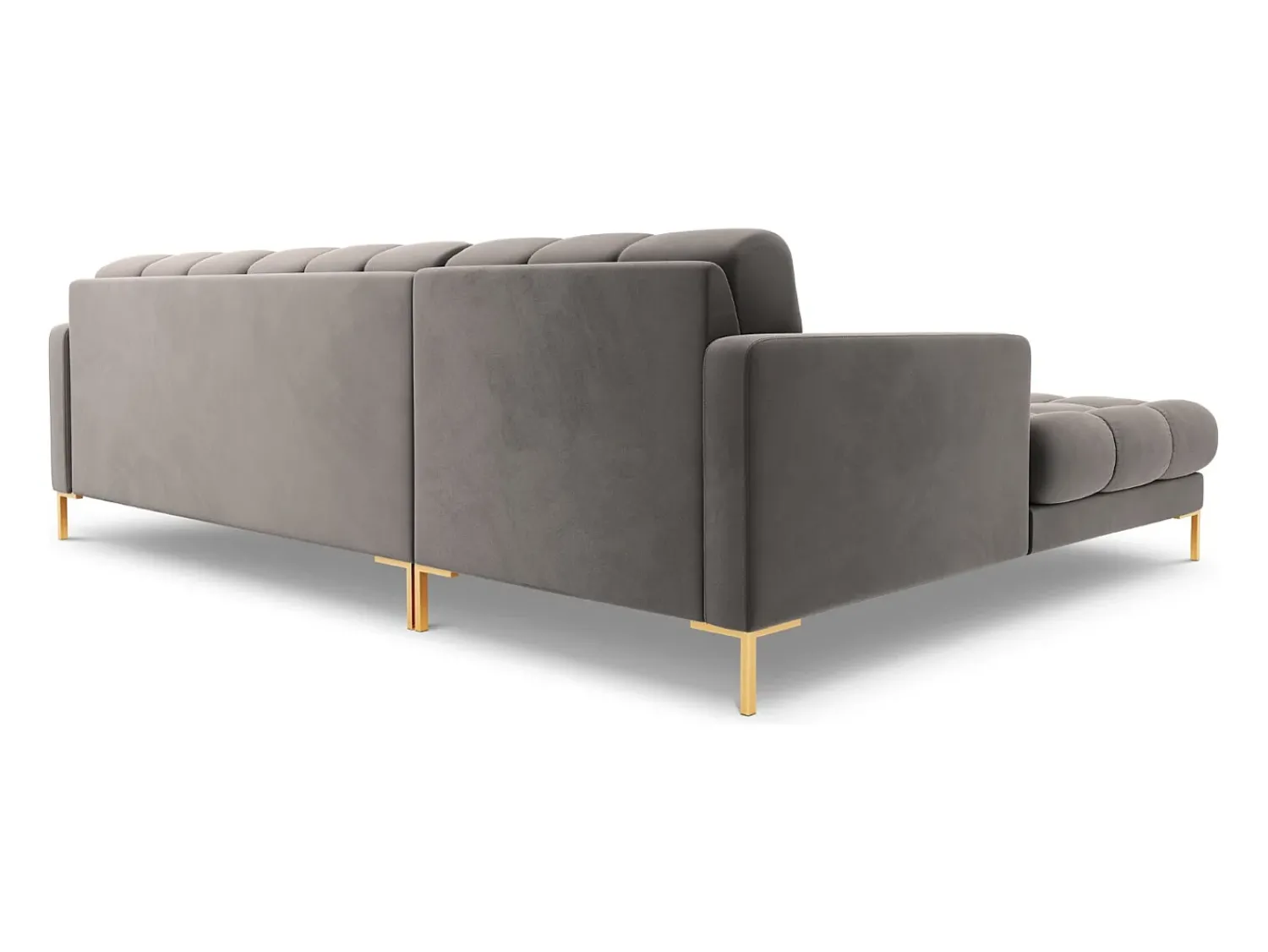 Cosmopolitan Design - Sofá de canto esquerdo "Bali" 5 lugares em veludo cinza claro - 293x185x75cm^ Sofá