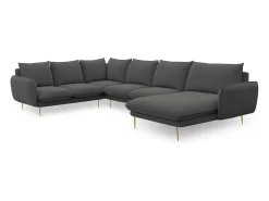 Sofá*Cosmopolitan Design - Sofá de canto panorâmico à esquerda "Vienna" 7 lugares em tecido estrutural cinza escuro - 330x235x95cm Cinza antracite