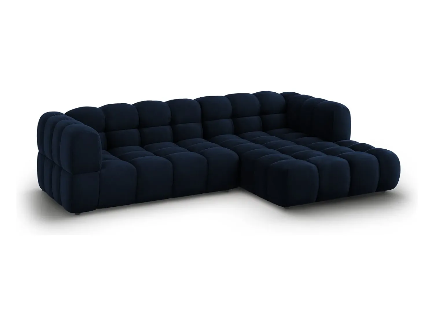 Sofá*Cosmopolitan Design - Sofá modular de canto direito "Sky" 4 lugares em veludo azul real - 272x162x75cm Azul escuro