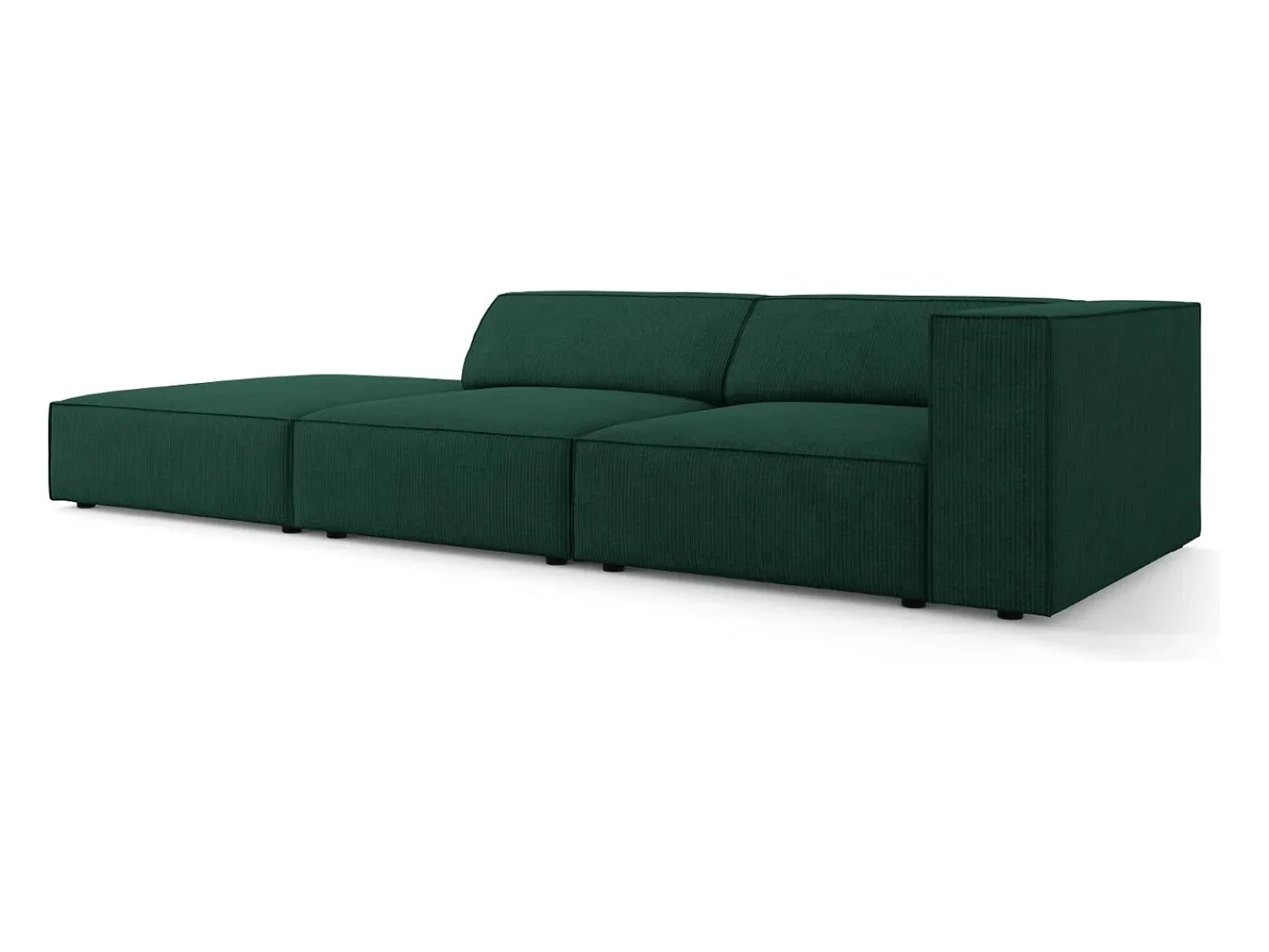Sofá|Cosmopolitan Design - Sofá esquerdo "Arendal" 4 lugares em tecido chenille com efeito canelado verde garrafa - 262x102x70cm Verde pinho