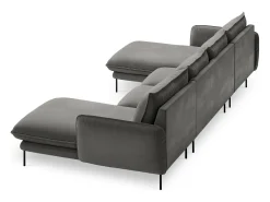Sofá|Cosmopolitan Design - Sofá panorâmico "Vienna" 6 lugares em veludo cinza claro - 350x170x95cm Cinzento claro