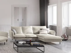 Sofá*Cosmopolitan Design - Sofá de canto direito "Vienna" 5 lugares em tecido estrutural claro - 255x170x95cm Bege