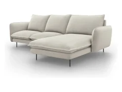 Sofá*Cosmopolitan Design - Sofá de canto direito "Vienna" 5 lugares em tecido estrutural claro - 255x170x95cm Bege