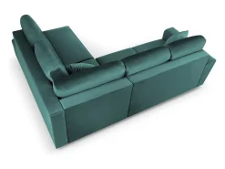 Sofá|Cosmopolitan Design - Sofá convertível de canto direito com caixa de arrumação "Kyoto" 5 lugares em veludo petróleo - 243x194x88cm Verde esmeralda