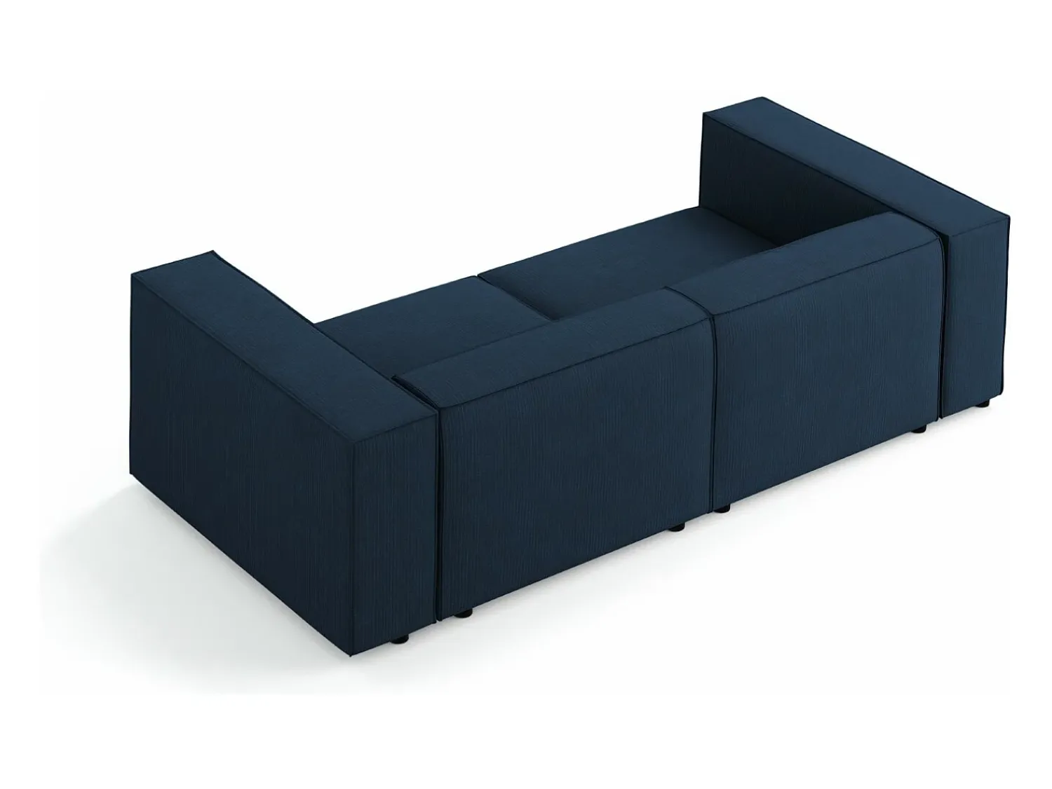 Sofá|Cosmopolitan Design - Sofá "Arendal" 3 lugares em tecido chenille com efeito canelado azul real - 204x102x70cm Azul escuro