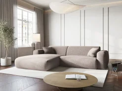 Sofá|Cosmopolitan Design - Sofá de canto esquerdo "Nolio" 4 lugares em tecido chenille - 235x170x72cm Bege