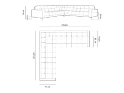 Sofá|Cosmopolitan Design - Sofá de canto simétrico "Bali" 6 lugares em tecido estrutural cinza claro - 256x256x75cm Cinzento claro