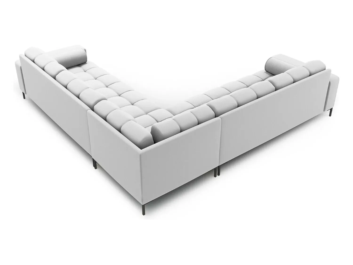 Sofá|Cosmopolitan Design - Sofá de canto simétrico "Bali" 6 lugares em tecido estrutural cinza claro - 256x256x75cm Cinzento claro
