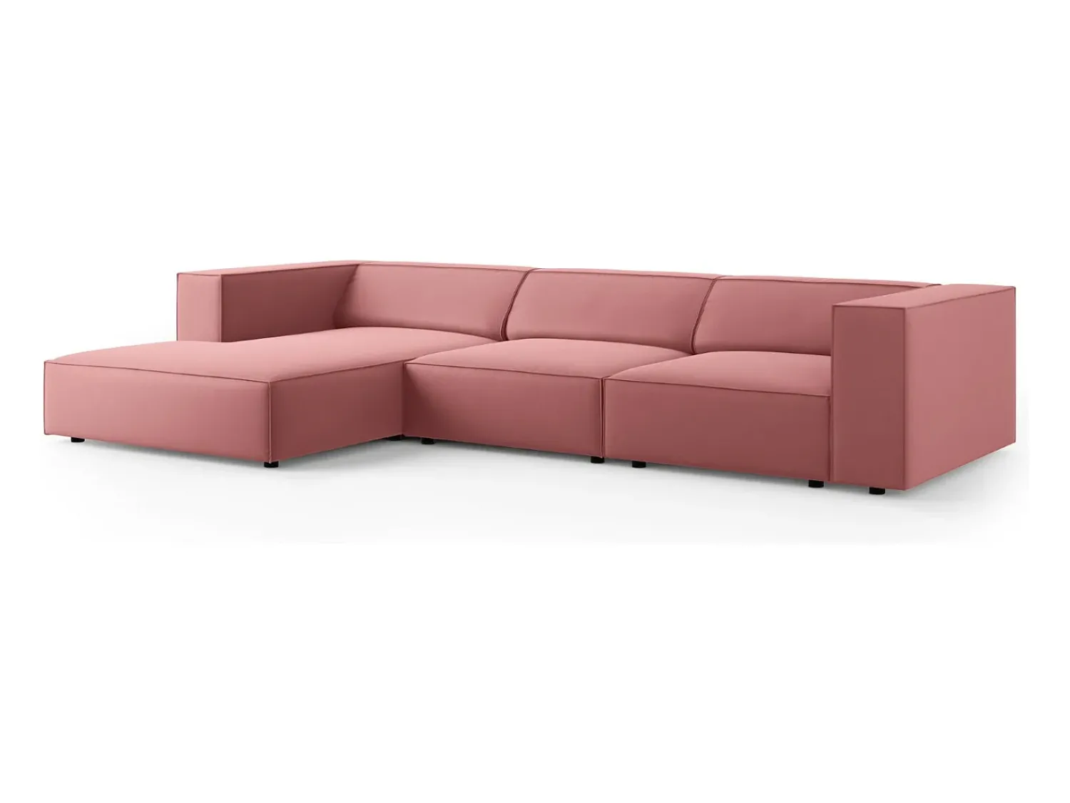 Sale Cosmopolitan Design - Sofá de canto esquerdo "Arendal" 4 lugares em veludo salmão - 284x166x70cm Rosa claro