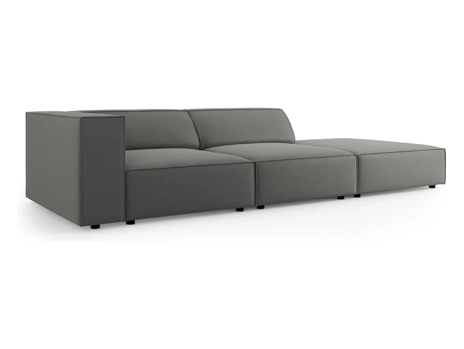Sofá*Cosmopolitan Design - Sofá direito "Arendal" 4 lugares em veludo cimento - 262x102x70cm Cinzento