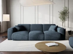 Hot Cosmopolitan Design - Sofá "Nolio" 3 lugares em tecido chenille azul real - 235x95x72cm Azul escuro