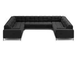 Sofá*Cosmopolitan Design - Sofá panorâmico "Bali" 9 lugares em tecido estrutural cinza escuro - 327x256x75cm Cinza antracite