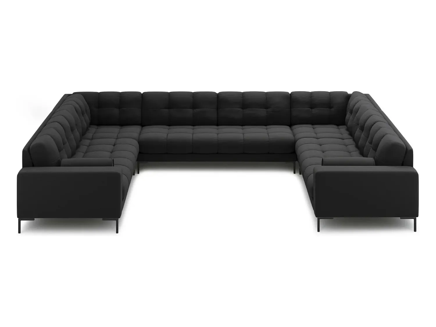 Sofá*Cosmopolitan Design - Sofá panorâmico "Bali" 9 lugares em tecido estrutural cinza escuro - 327x256x75cm Cinza antracite