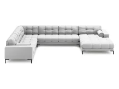 Sofá*Cosmopolitan Design - Sofá de canto panorâmico à esquerda "Bali" 7 lugares em tecido estrutural cinza claro - 327x256x75cm Cinzento claro