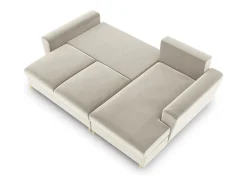 Sofá*Cosmopolitan Design - Sofá convertível de canto direito com caixa de arrumação "Kyoto" 4 lugares em veludo claro - 241x145x88cm Bege