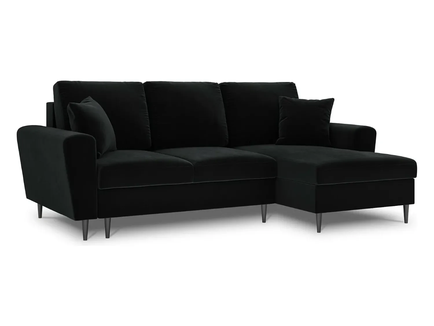 Sofá*Cosmopolitan Design - Sofá convertível de canto direito com caixa de arrumação "Kyoto" 4 lugares em veludo - 241x145x88cm Preto