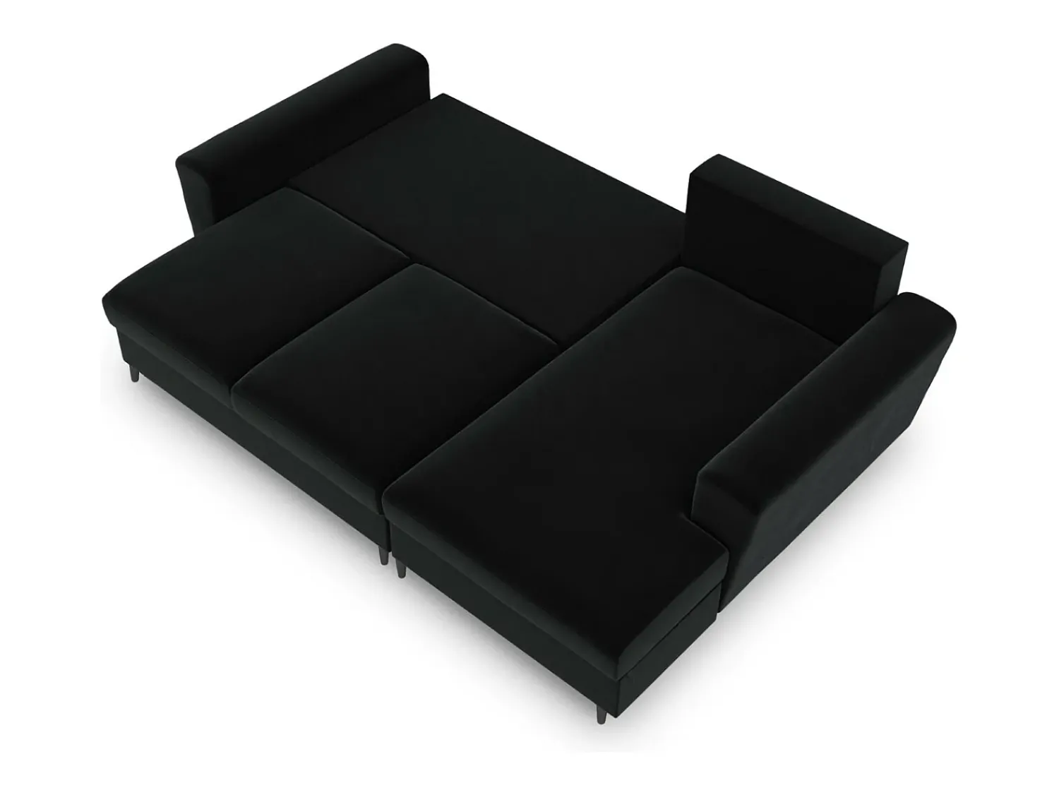 Sofá*Cosmopolitan Design - Sofá convertível de canto direito com caixa de arrumação "Kyoto" 4 lugares em veludo - 241x145x88cm Preto