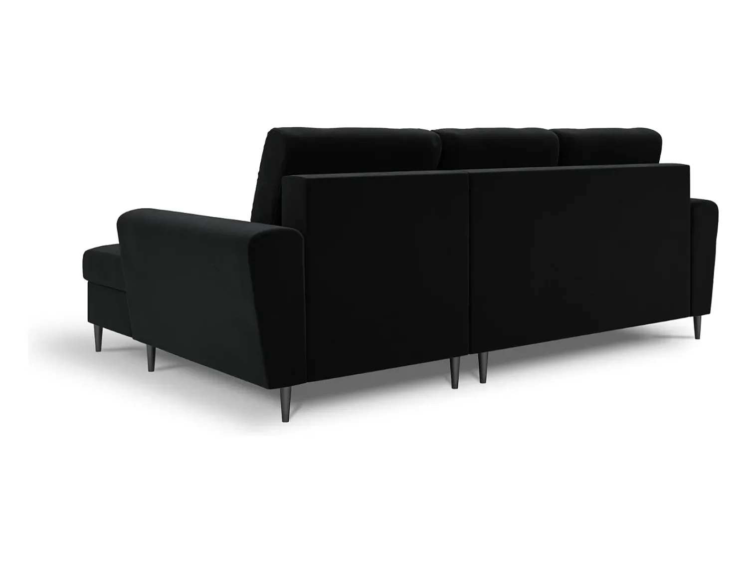 Sofá*Cosmopolitan Design - Sofá convertível de canto direito com caixa de arrumação "Kyoto" 4 lugares em veludo - 241x145x88cm Preto