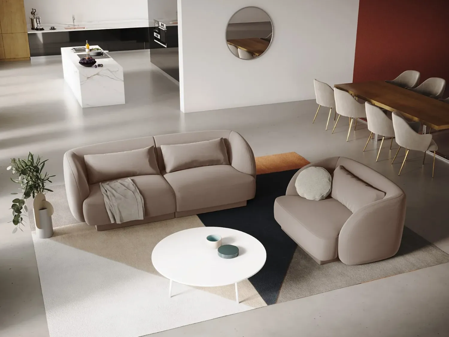 Cosmopolitan Design - Sofá "Tulum" 2 lugares em veludo - 180x90x70cm^ Sofá