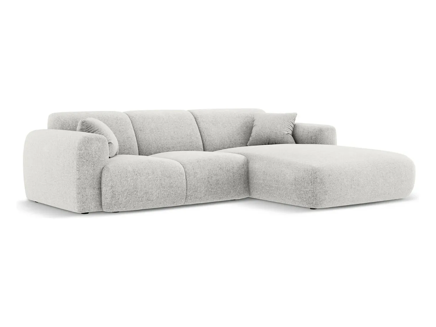 Sofá*Cosmopolitan Design - Sofá de canto direito "Nolio" 4 lugares em tecido chenille cinza claro - 260x170x72cm Cinzento claro