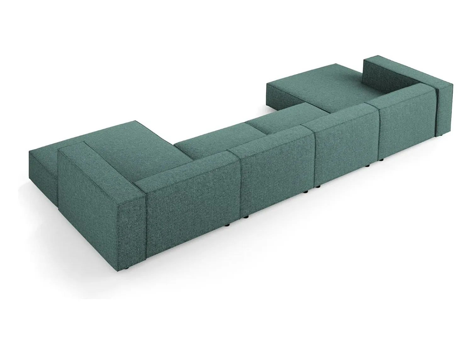 Sofá|Cosmopolitan Design - Sofá panorâmico "Arendal" 6 lugares em tecido chenille petróleo - 364x166x70cm Verde esmeralda