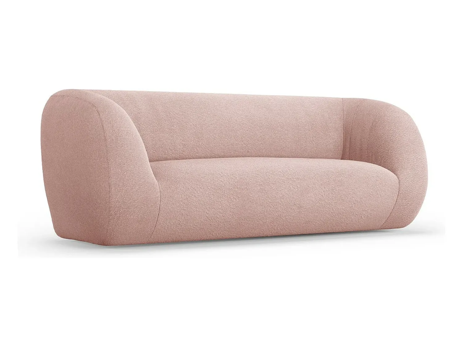 Sofá*Cosmopolitan Design - Sofá "Essen" 2 lugares em tecido bouclé rosa pálido - 210x95x86cm Rosa claro