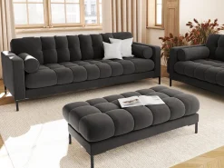 Cosmopolitan Design - Sofá "Bali" 3 lugares em veludo cinza escuro - 177x92x75cm^ Sofá