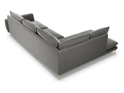 Sofá*Cosmopolitan Design - Sofá de canto esquerdo "Vienna" 6 lugares em veludo cinza claro - 275x185x95cm Cinzento claro