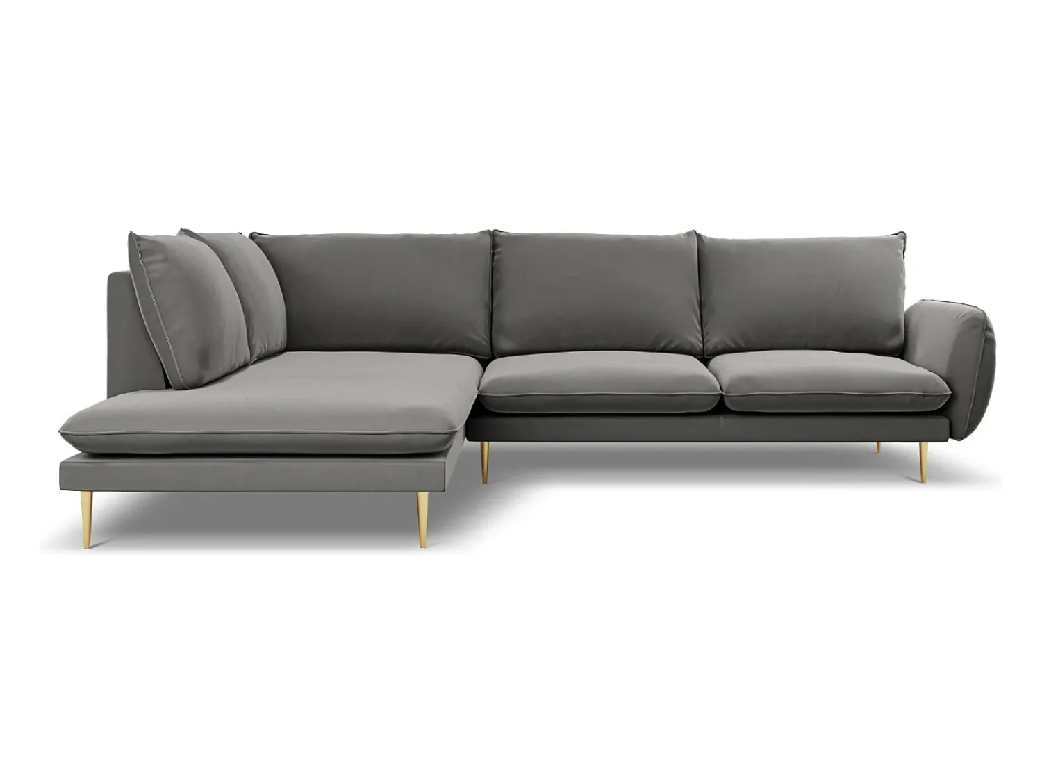 Sofá*Cosmopolitan Design - Sofá de canto esquerdo "Vienna" 6 lugares em veludo cinza claro - 275x185x95cm Cinzento claro