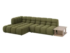 Online Cosmopolitan Design - Sofá modular de canto esquerdo "Sky" 4 lugares em veludo - 297x162x75cm Verde claro