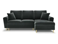 Online Cosmopolitan Design - Sofá convertível de canto direito com caixa de arrumação "Kyoto" 4 lugares em veludo cinza escuro - 241x145x88cm Cinza antracite