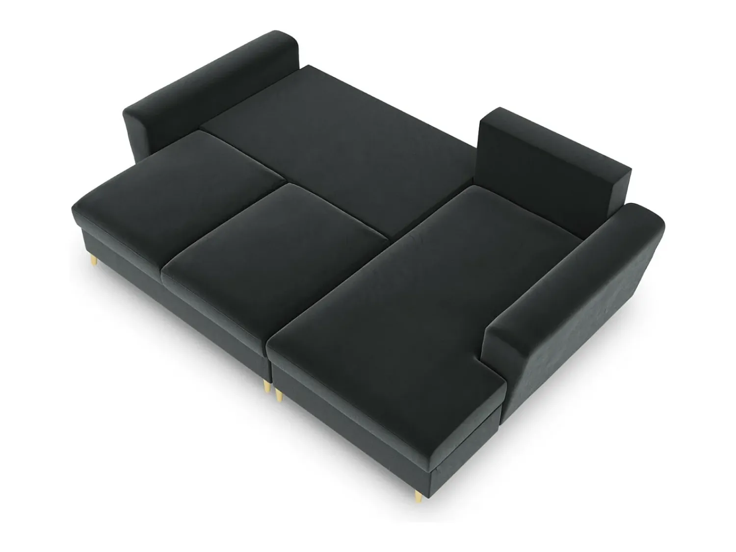Online Cosmopolitan Design - Sofá convertível de canto direito com caixa de arrumação "Kyoto" 4 lugares em veludo cinza escuro - 241x145x88cm Cinza antracite