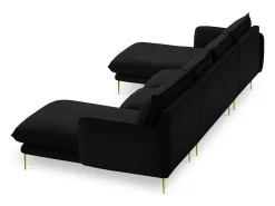 Sofá*Cosmopolitan Design - Sofá panorâmico "Vienna" 6 lugares em veludo - 350x170x95cm Preto